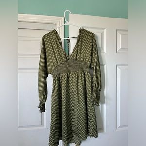 Green Polkadot silk dress